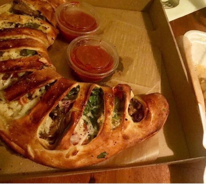 review photo of Mora Pizza Vegan Calzone shared by @cyiamvegan on 23 Apr 2020 - review