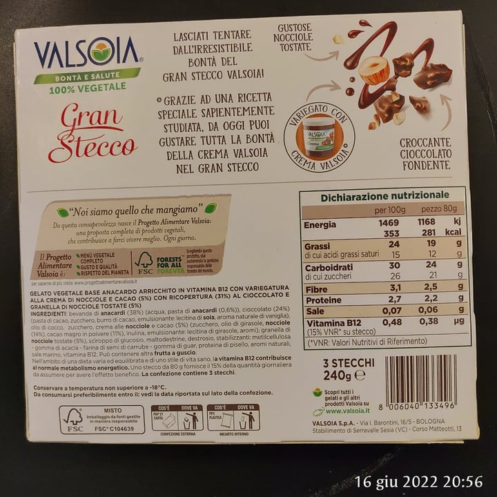 photo of Valsoia Gelato gran stecco shared by @eriros72 on  20 Jun 2022 - review