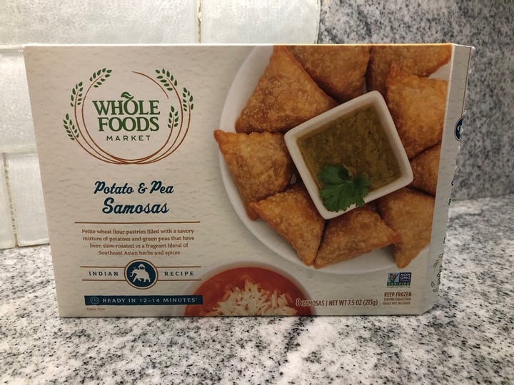 photo of Whole Foods Market Potato & Pea Samosas shared by @carefreeveg on  17 Jan 2020 - review