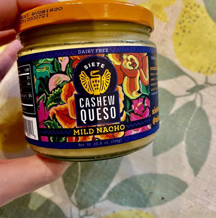 photo of Siete Family Foods Mild Nacho Cashew Queso shared by @victorianostalgic on  27 May 2020 - review