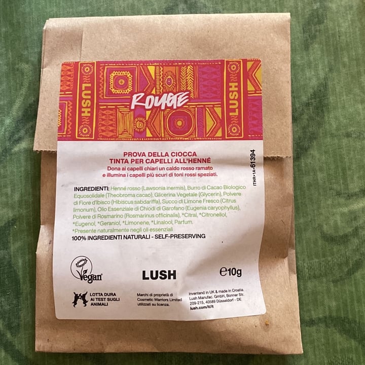 photo of LUSH Fresh Handmade Cosmetics Henné Rouge shared by @giuliaconiglio on  06 Jul 2022 - review