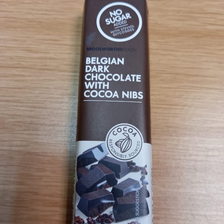 photo of Woolworths Food Belgian Dark Chocolate with Cocoa Nibs shared by @anza on  30 Sep 2021 - review