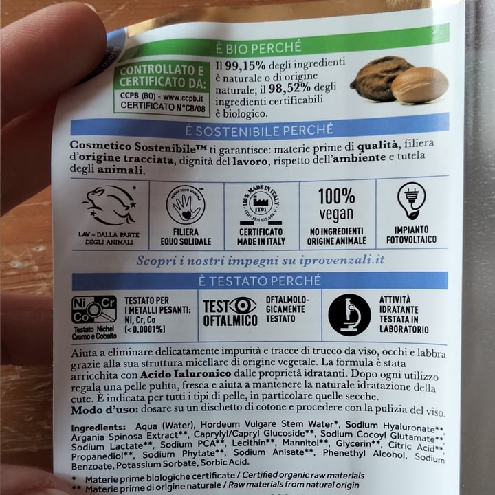 review photo of I Provenzali Acqua Micellare Biologica. Argan Con Acido Ialuronico shared by @naturalmentearia on 26 Mar 2022 - review
