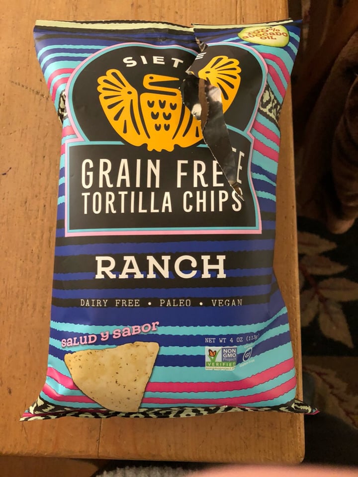 photo of Siete Family Foods Grain Free Tortilla Chips Dairy Free Ranch shared by @emilywass on  06 Feb 2019 - review