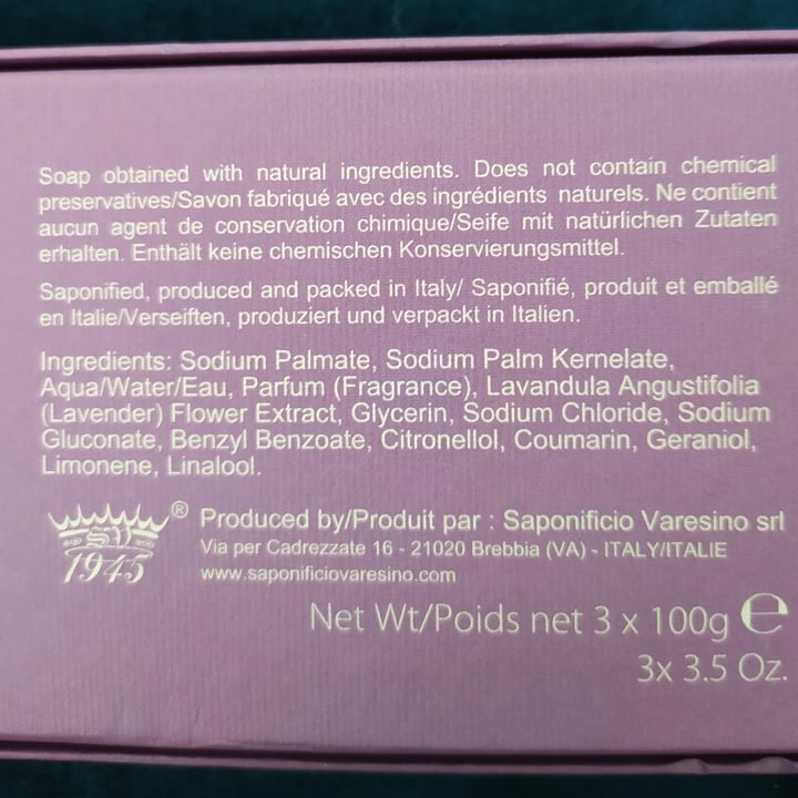 photo of Saponifico Varesino Lavander Vegan Soap shared by @kikicuby on  01 Apr 2022 - review