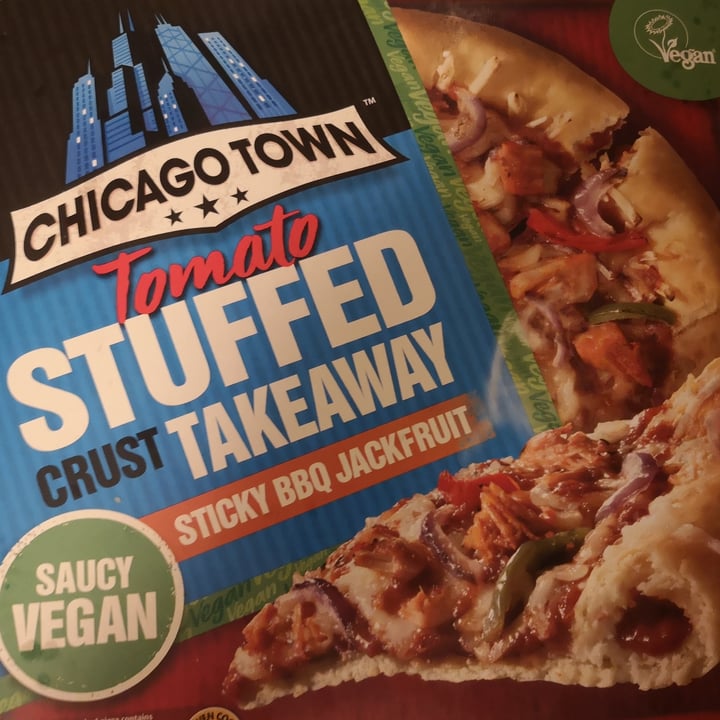 review photo of Chicago Town Tomato Stuffed Crust Takeaway Sticky Bbq Jackfruit Pizza shared by @mellyflamingo on 05 May 2020 - review