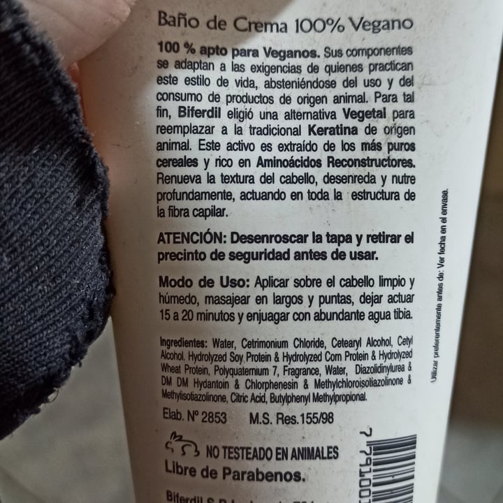 photo of Biferdil Baño de Crema con Keratina Vegetal shared by @unicorniorosa on  21 Apr 2022 - review