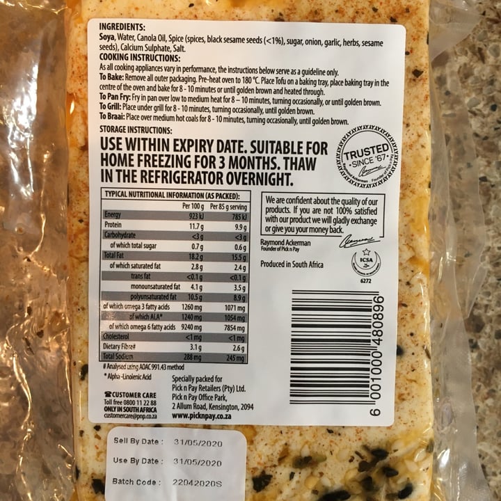 photo of Pick n Pay Black Sesame Seed Extra Firm Tofu shared by @mailidyer on  16 May 2020 - review