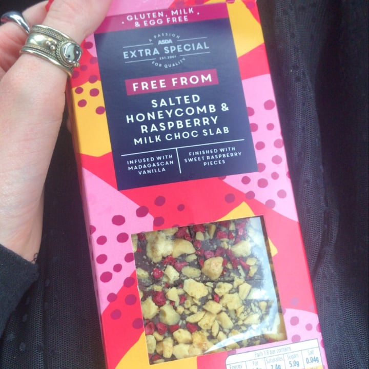 review photo of ASDA Free From Salted Honeycomb And Rasberry Milk Choc Slab shared by @mlcm8 on 03 Aug 2020 - review