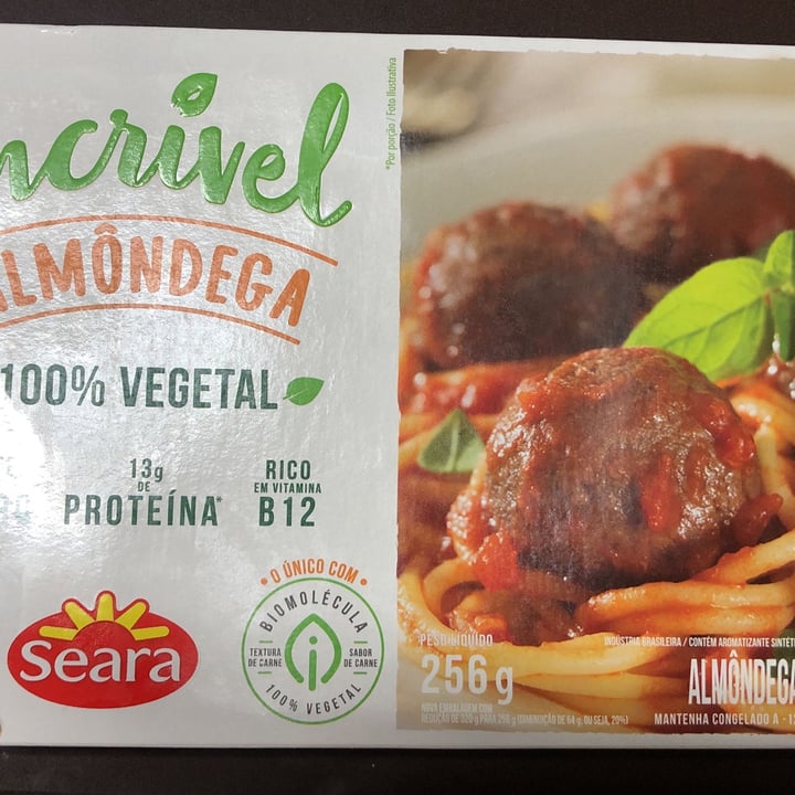 photo of Seara Almôndega 100% Vegetal shared by @tassiaoliveira on  01 Sep 2022 - review