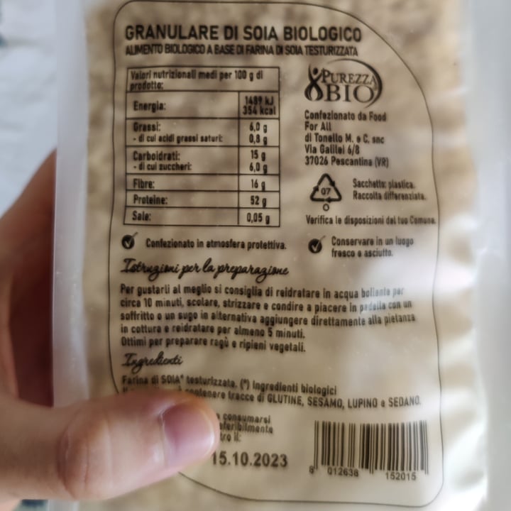 photo of Purezza bio Granulare di soia shared by @annabatt on  27 Jun 2022 - review