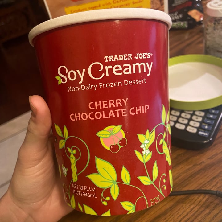 photo of Trader Joe's Soy Creamy - Cherry Chocolate Chip shared by @chelseuhh on  22 Sep 2021 - review