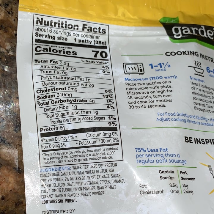photo of Gardein Breakfast Saus’age Patties Original shared by @usa-ute on  22 May 2022 - review