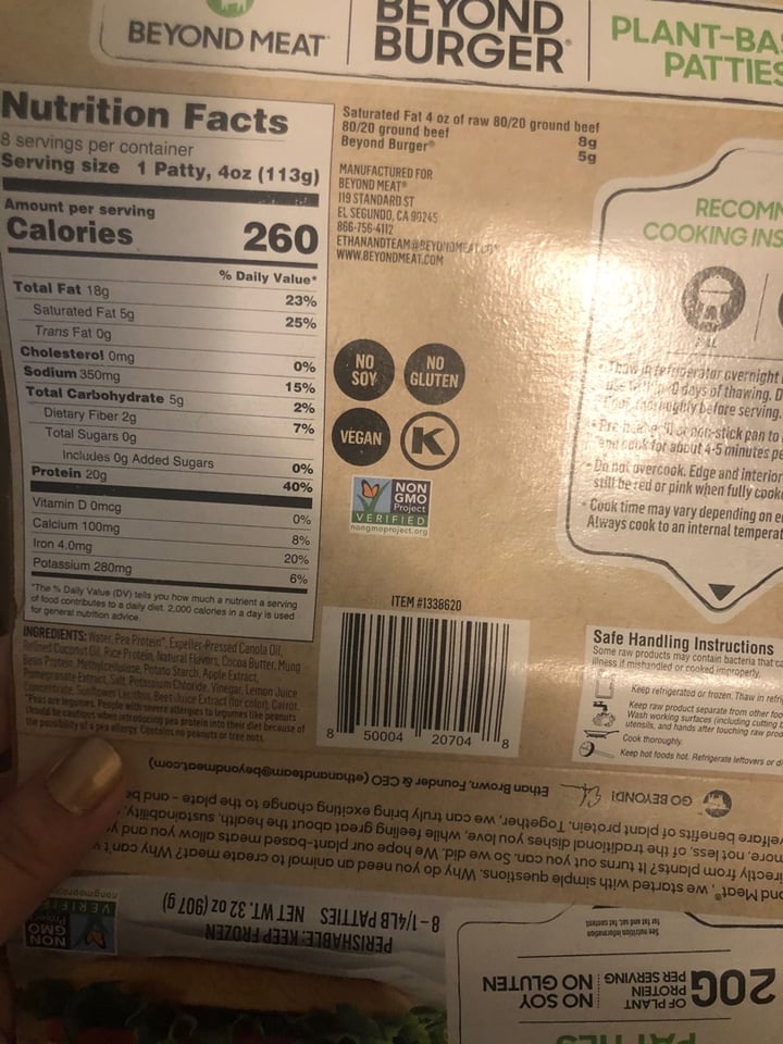 photo of Beyond Meat Beyond Burger Plant-Based Patties shared by @tortuguita on  15 Mar 2020 - review