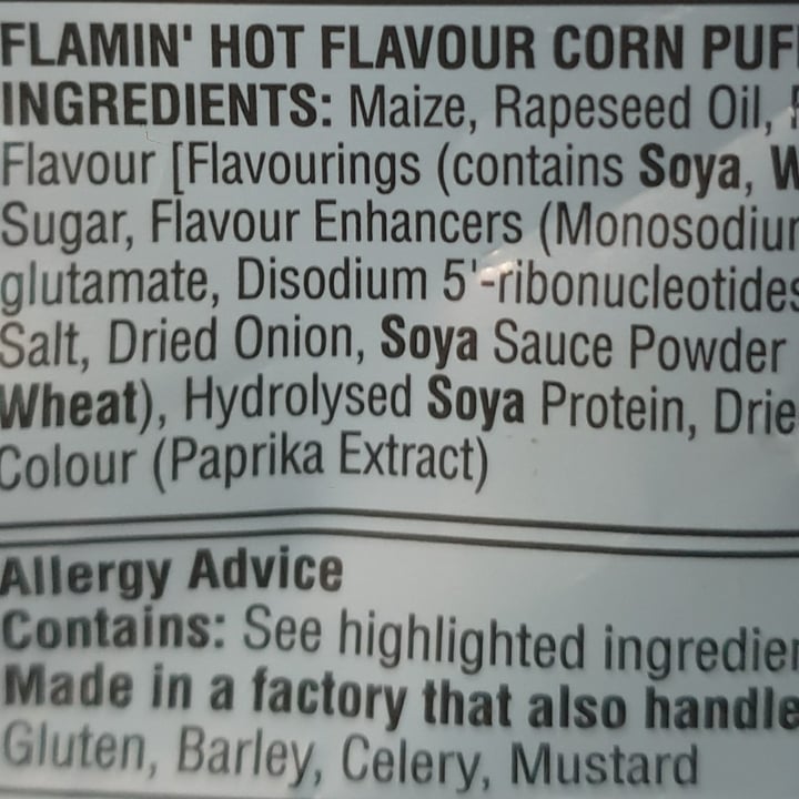 photo of Cheetos Flaming Hot Flavour Puffs (UK) shared by @vejan269 on  09 Jul 2021 - review