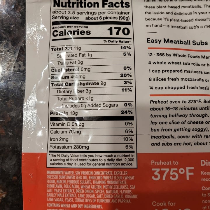 photo of 365 Whole Foods Market Meatless Plant-based Meatballs shared by @yourfriendjen on  15 Feb 2022 - review