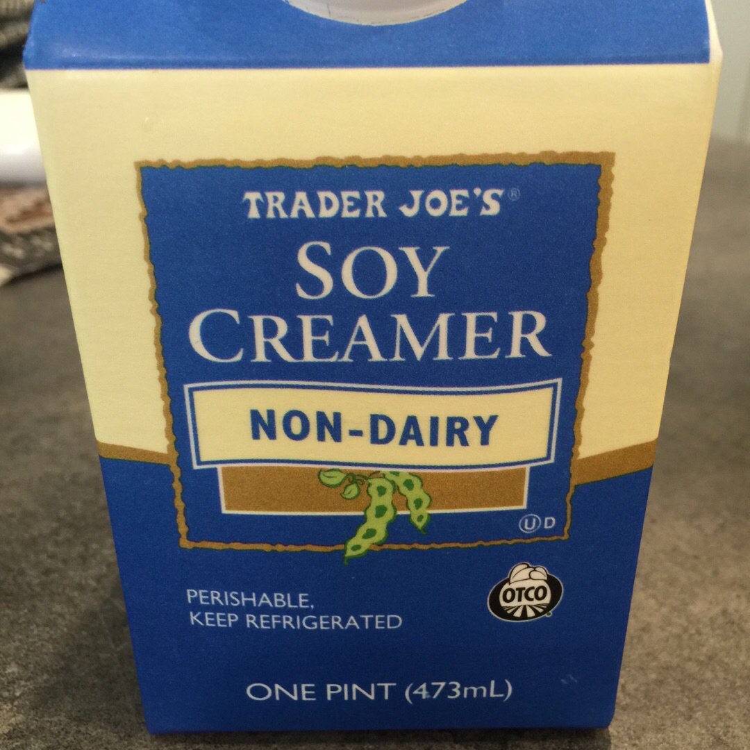 Soy coffee creamer from Trader Joe's. At $1.49 it's much cheaper than what  I pay for Silk brand. In Canada Silk is…