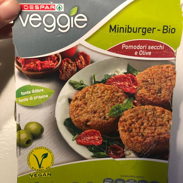 photo of Despar Veggie Miniburger bio pomodori secchi e olive shared by @stellaboscariol on  08 Nov 2022 - review