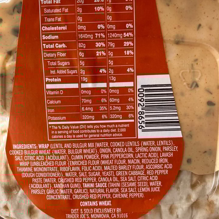 review photo of Trader Joe's Spicy Lentil Wrap shared by @blackbetty on 07 Aug 2021 - review