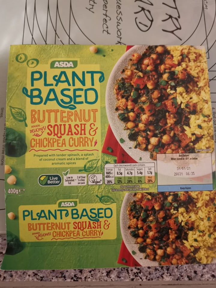 photo of ASDA Butternut Squash and chickpea curry shared by @katshakey on  28 Feb 2020 - review