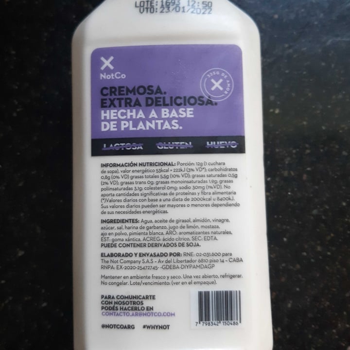 review photo of NotCo Not Mayo Garlic shared by @danielfig on 04 Sep 2021 - review