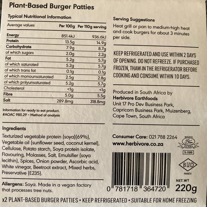 review photo of Herbivore Plant Based Burger Patties shared by @seanyfebz on 20 Jan 2021 - review