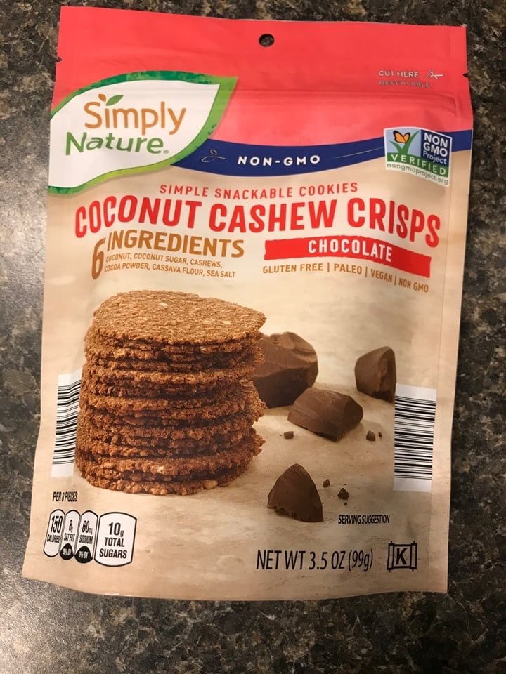 photo of Simply Nature Coconut cashew crisps - chocolate shared by @mallory17 on  30 Jan 2020 - review