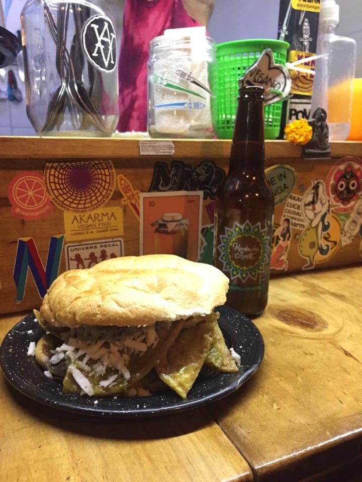 photo of Gorucha's Burger Torta De Chilaquiles shared by @vegannorteno on  03 Jan 2020 - review