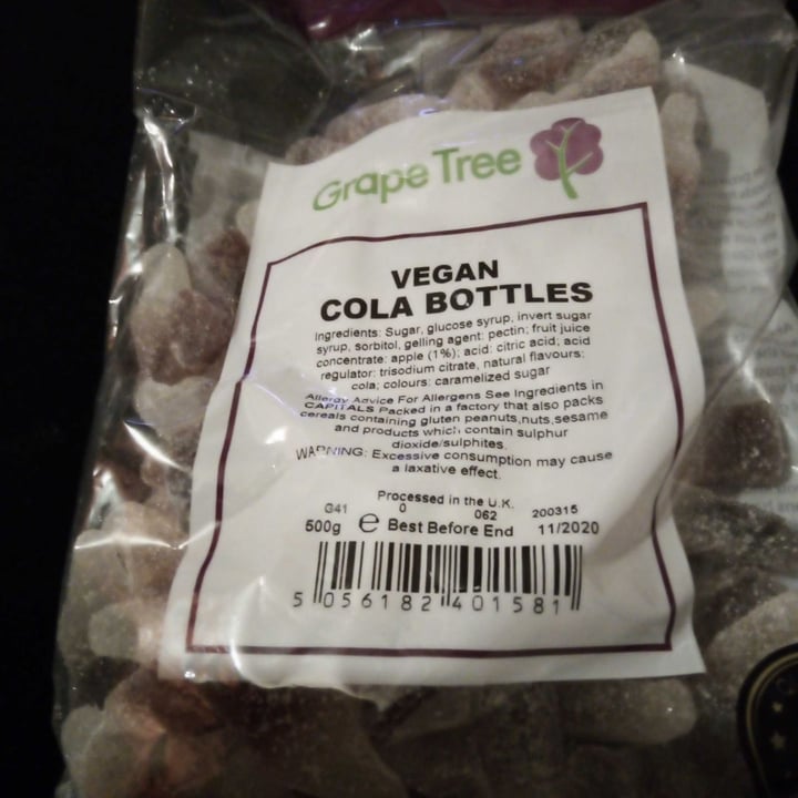 photo of Grape Tree Vegan cola bottles shared by @veganjaybee on  22 Mar 2020 - review