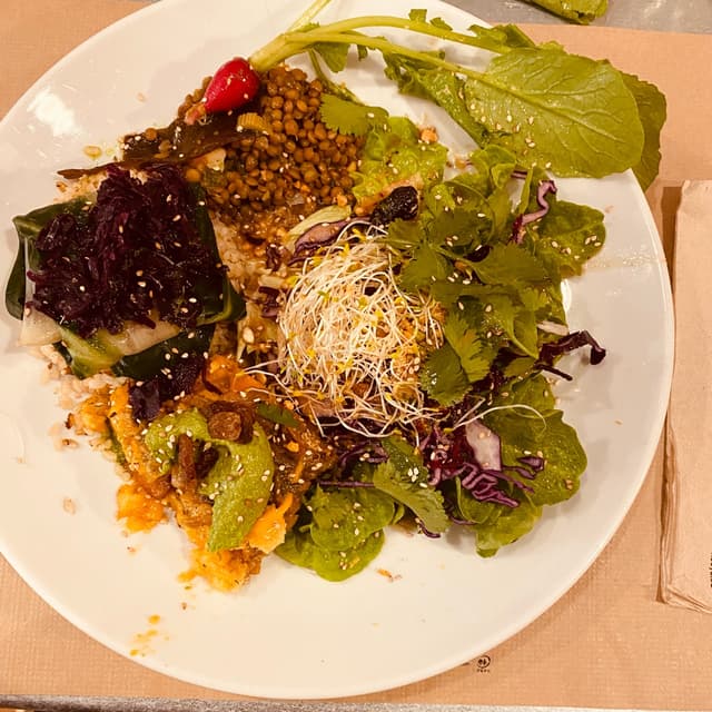 Photo of the dish “Plato macrobiótico con pastel de verduras”