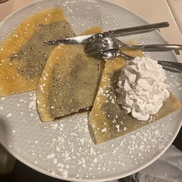 Photo of the dish “crepes vegana alla nocciolata con panna montata vegan”