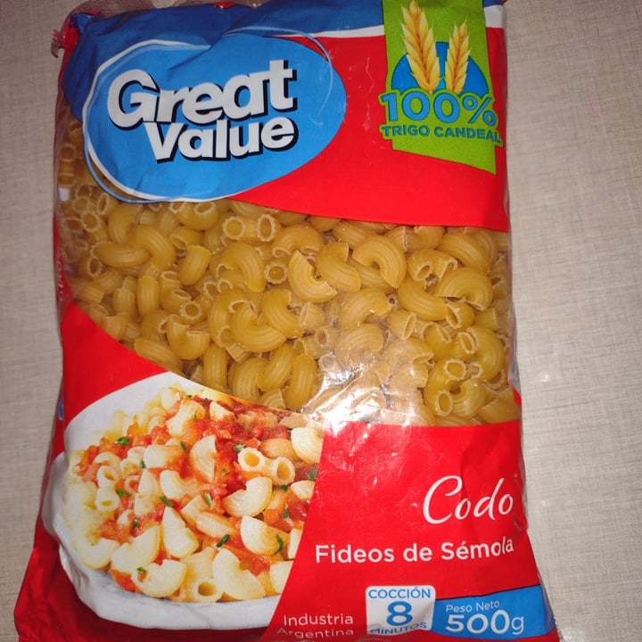 photo of Great Value  Fideos de sémola Codo shared by @antito08 on  19 Jun 2021 - review