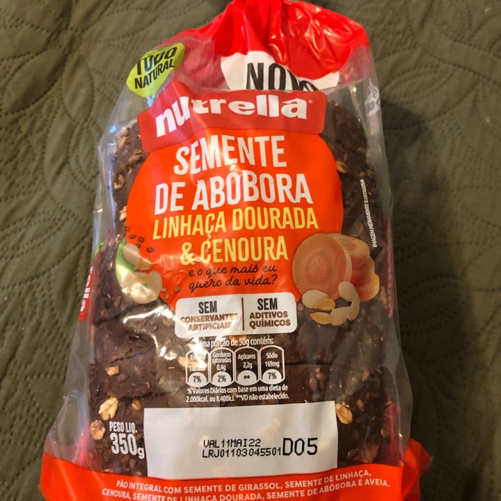 review photo of Nutrella Pão De Semente De Abóbora, Linhaça Dourada E Cenoura shared by @flaviodelgado on 25 Apr 2022 - review