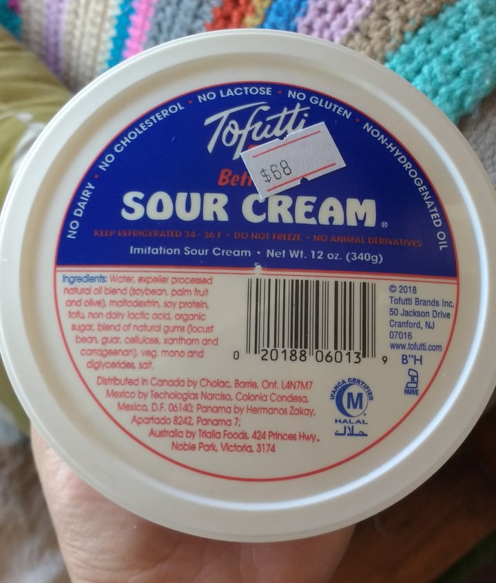 photo of Tofutti Better than Sour Cream shared by @uvazombie on  15 Dec 2019 - review