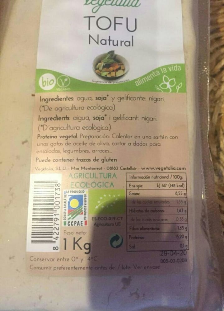 photo of Vegetalia Tofu natural shared by @trasta on  23 Apr 2020 - review