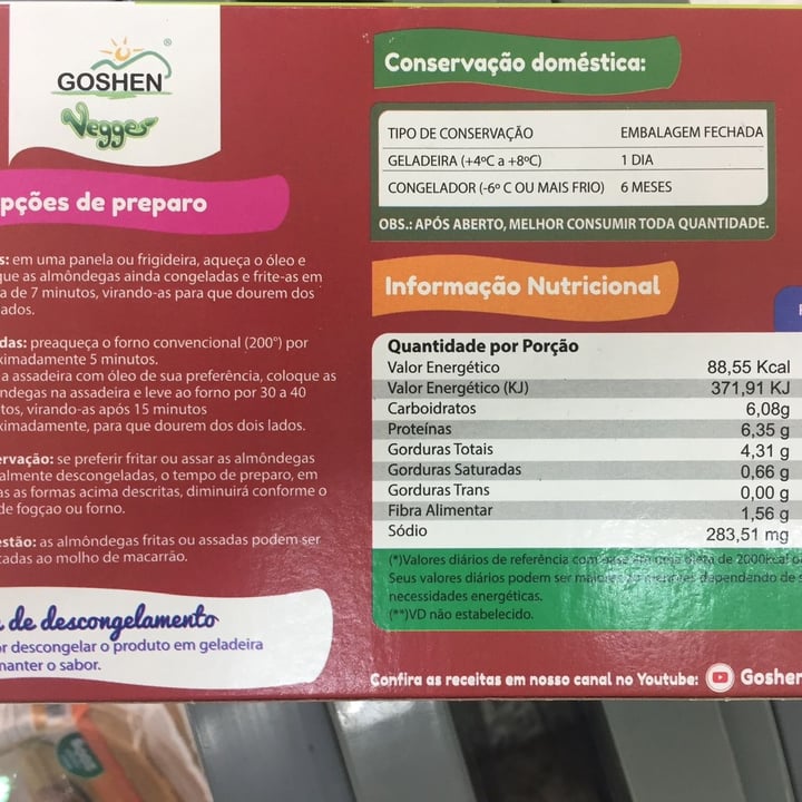 review photo of Goshen Vegges Almôndega de Soja shared by @scsant on 23 Jun 2022 - review