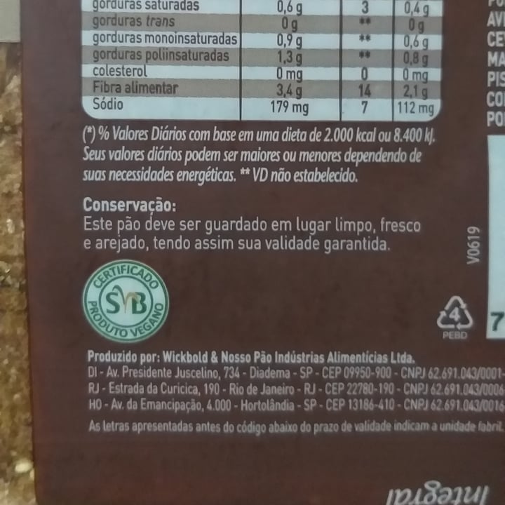 photo of Wickbold Pão de castanha-do-pará e quinoa shared by @andersonfcosta on  03 Aug 2021 - review