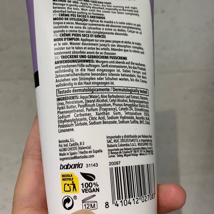 review photo of Babaria Crema hidratante para los talones agrietados shared by @marisaenelmundo on 10 Nov 2020 - review
