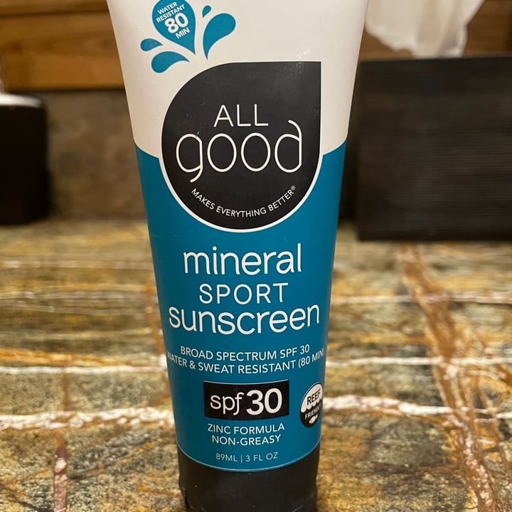 photo of All Good Mineral Sport Sunscreen shared by @julie4theanimals on  07 Feb 2022 - review