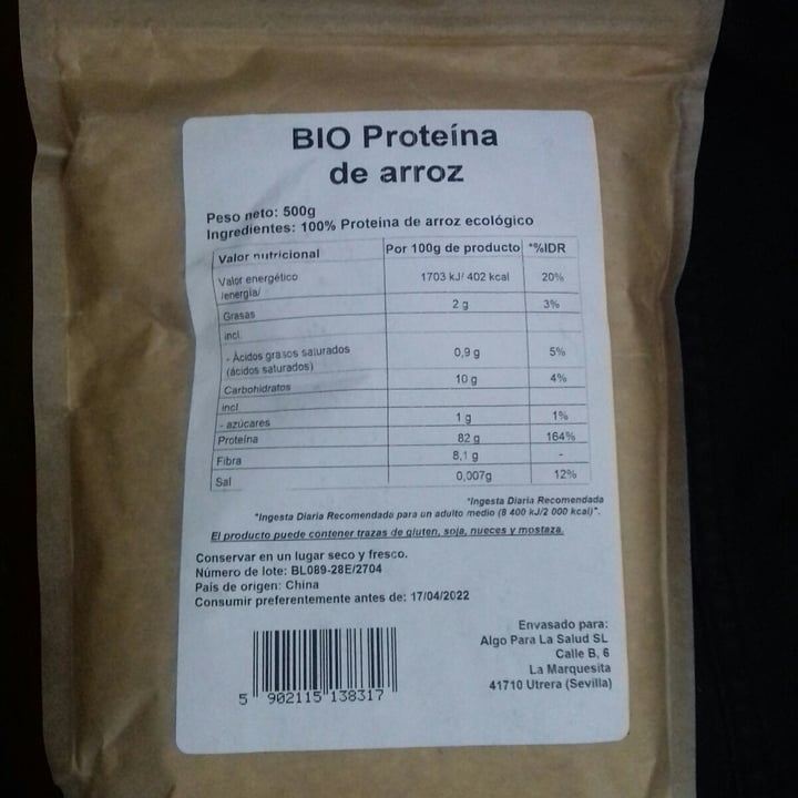 photo of ViBio Proteína de arroz shared by @elenabl on  14 Oct 2021 - review