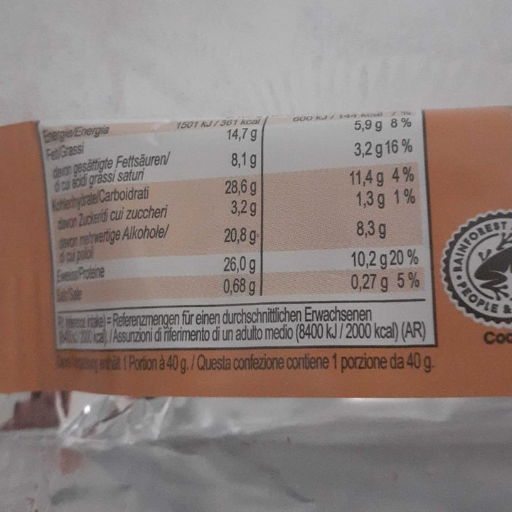 photo of Vegan Protein Bar  Almond Cookie Dough Geschmack / Gusto Di Biscotto Alle Mandorle shared by @euberuin on  23 May 2022 - review