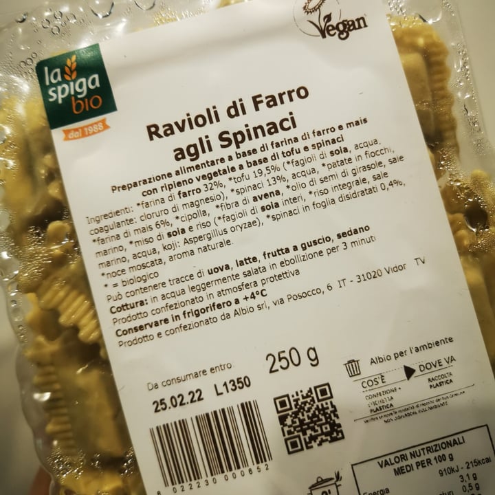 photo of La Spiga Bio Ravioli di Farro agli spinaci shared by @veganvicky on  17 Jan 2022 - review