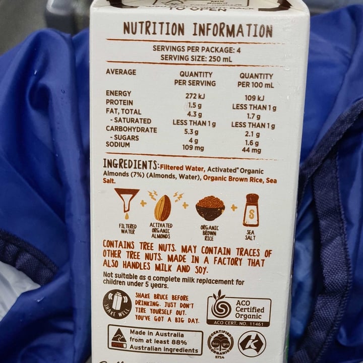 photo of Nutty Bruce Organic unsweetened activated almond milk shared by @tabs on  15 Sep 2022 - review