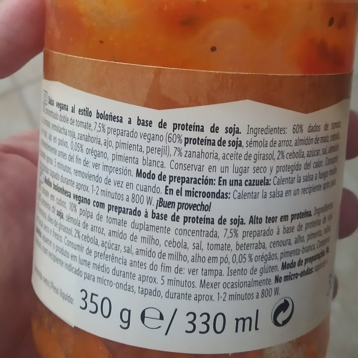 photo of Vemondo  Salsa Vegan Bolognese shared by @trizia84 on  29 Sep 2022 - review
