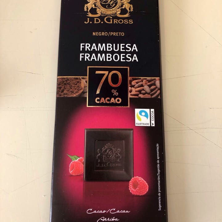 photo of J. D. Gross Chocolate con Frambuesa 70% shared by @loula on  30 May 2021 - review