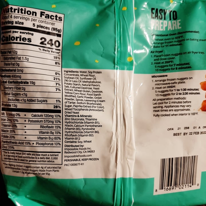 review photo of Impossible Foods Chicken Nuggets shared by @treehugginjen on 17 Nov 2021 - review