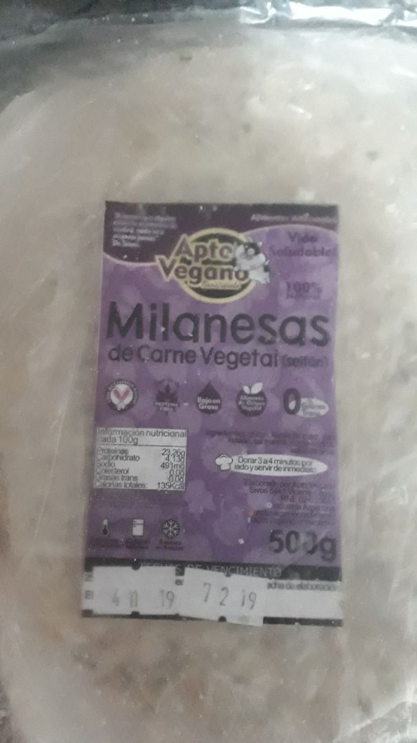 photo of Apto Vegano Consciente Milanesa de Carne Vegetal shared by @valefit on  12 Nov 2019 - review