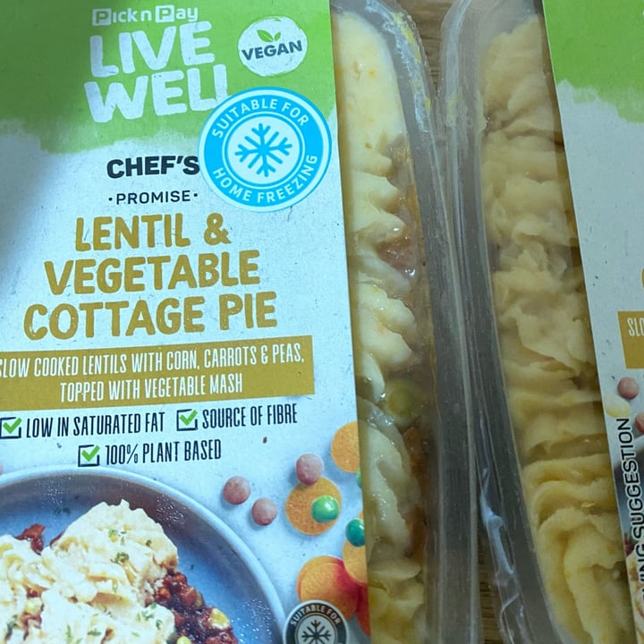 photo of Pick n Pay Lentil & vegetable cottage pie shared by @andrew309 on  16 Mar 2022 - review