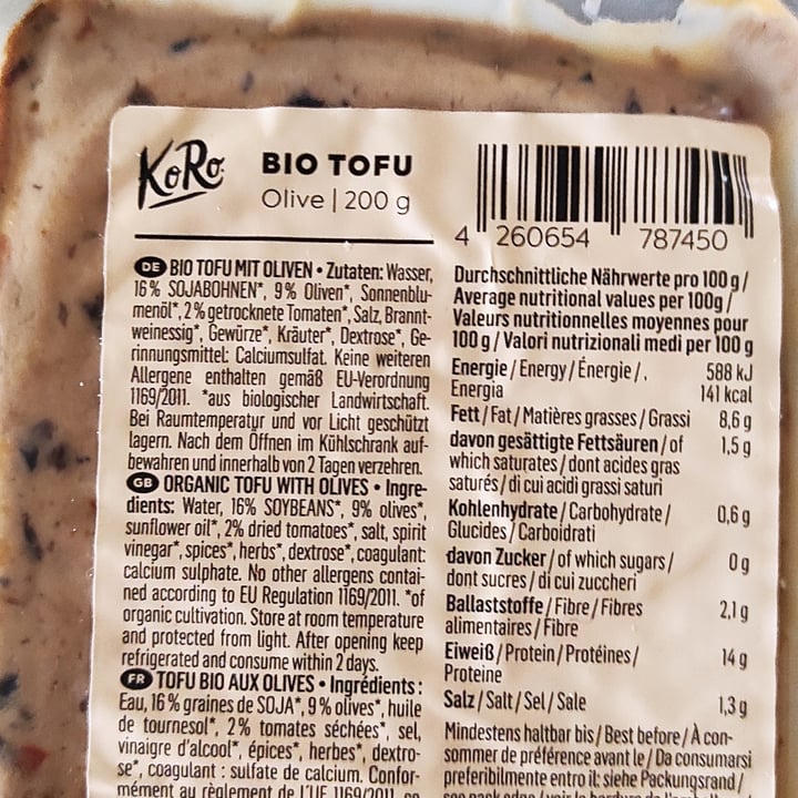 photo of Koro Bio Tofu Olive shared by @rita1996 on  31 Mar 2022 - review