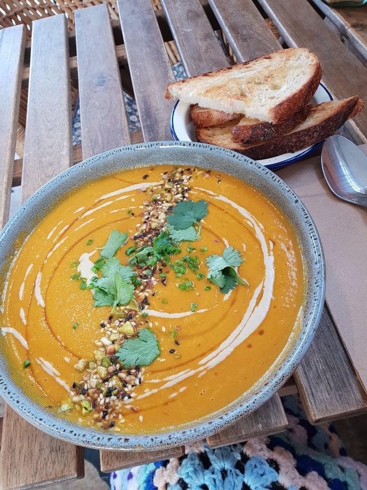 review photo of Two Sisters Garage Caramelized carrot and tahini soup shared by @taraveg on 17 Jun 2019 - review